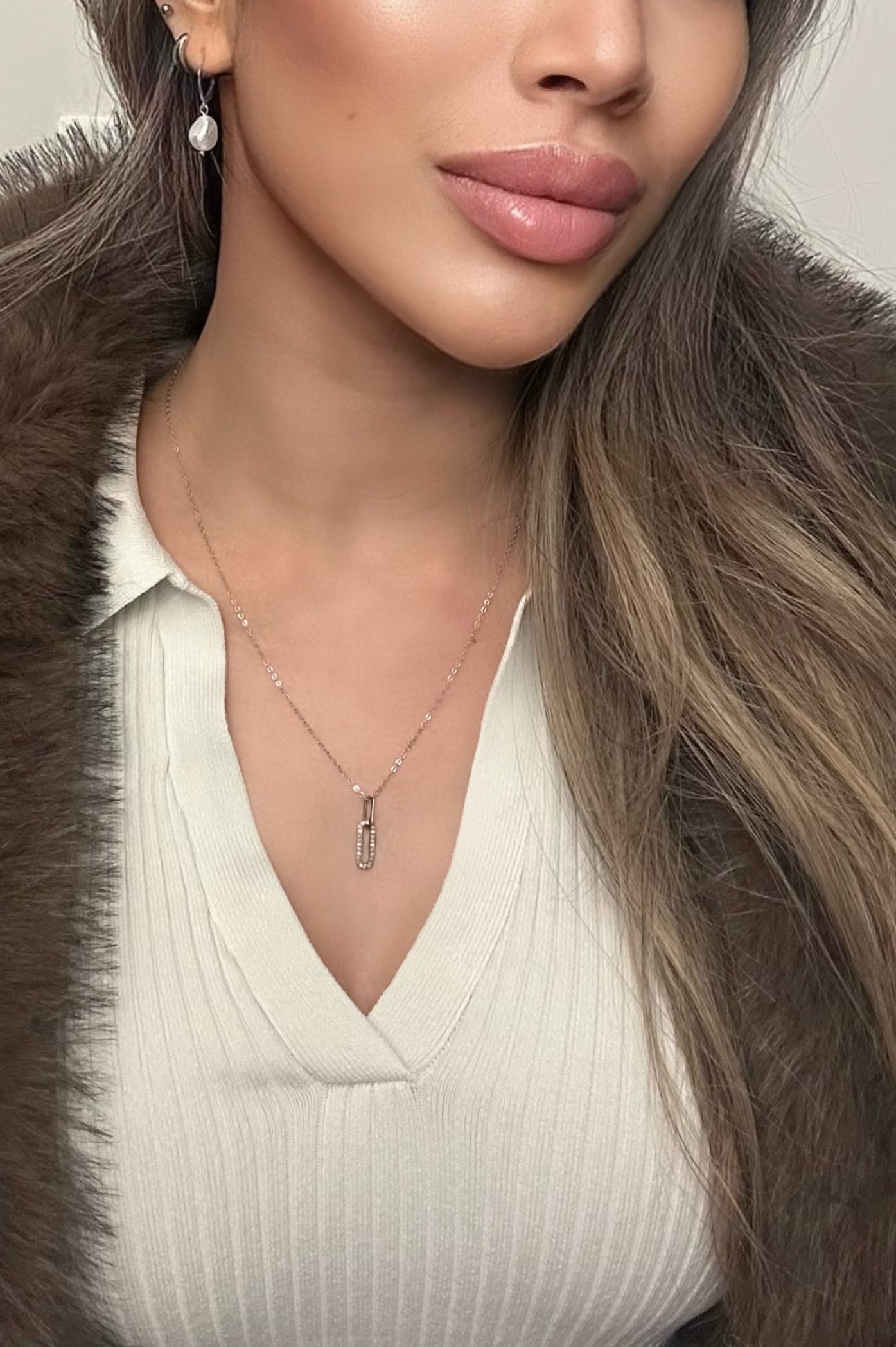 Silver Gem Clip Necklace